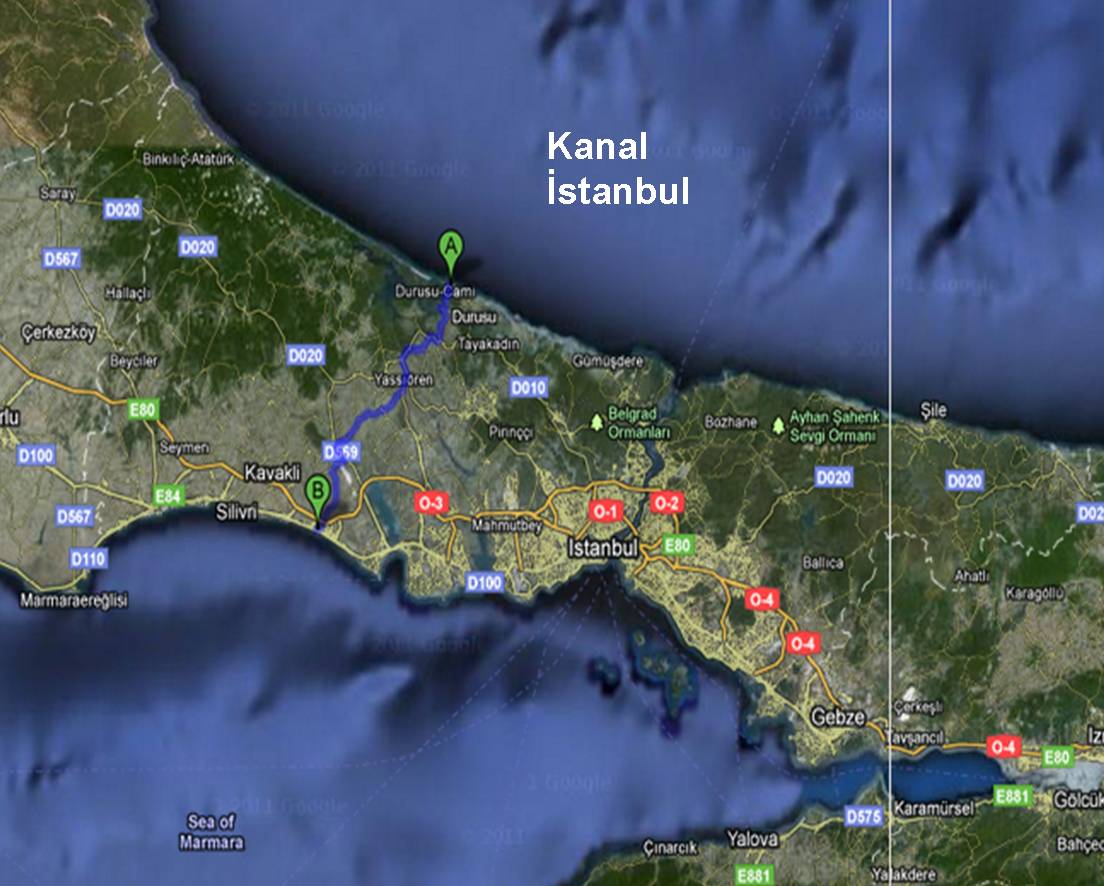 Канал стамбул проект на карте